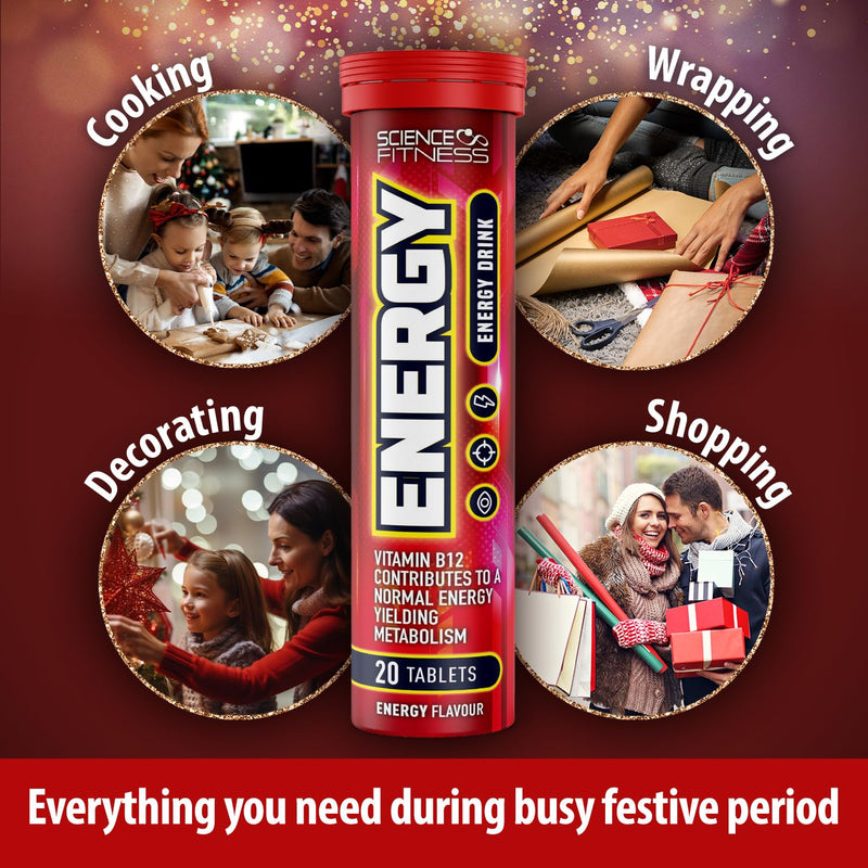 Energy Effervescent Tablets with Caffeine & Taurine by Science Fitness - for Improved Energy, Vision & Concentration - Contains Niacin, Pantothenic Acid, Vitamin B6 & B2-20 Tablets (6 Tubes) 6 Tube