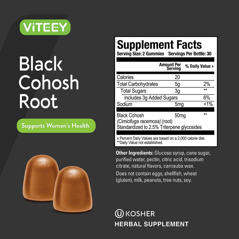 [Australia] - Black Cohosh for Menopause Gummies for Women - Hot Flashes and Night Sweats Relief Supplements - Black Cohosh Root - Vegan, Gelatin Free, Gluten Free, GMO Free - Tasty Chewable Peach Flavored Gummy 60 Count (Pack of 2) 