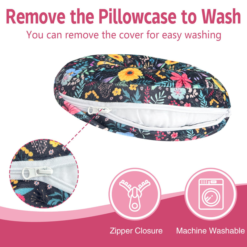 [Australia] - Ear Piercing Pillow for Side Sleepers with Washable Cover Pillows with Holes for Ear Pain,Donut Pillow for Adults CNH Ear Pain Relief Pressure Sores Ear Pillow with Hole in Center,Dark Green 