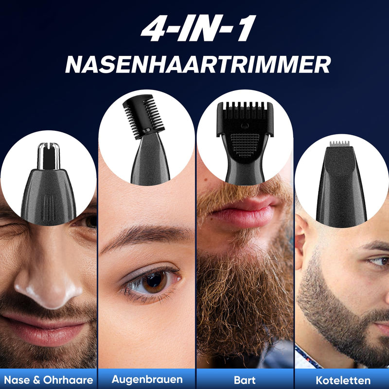 [Australia] - Oukzon Nose Hair Trimmer for Men Women, 4 in 1 Nose Hair Remover USB Rechargeable with LED Display, Professional Painless Nose Hair Trimmer for Nose, Ears, Eyebrows, Face, IPX7 