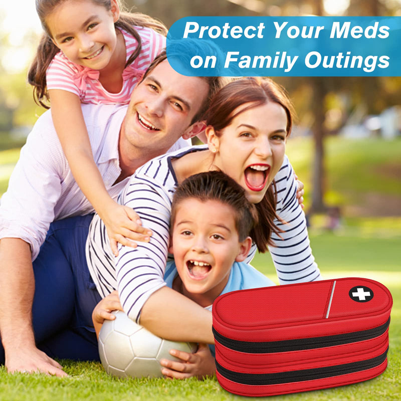 [Australia] - SITHON EpiPen Medical Carrying Case, Portable Double Layer Emergency Bag Insulated Medicine Bag Organizer for 2 EpiPens, Asthma Inhaler, Anti-Histamine, Auvi-Q, Allergy Medicine Essentials Red 