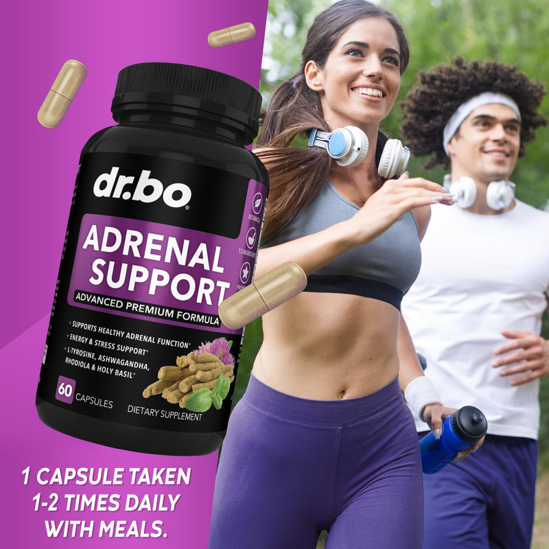 [Australia] - Adrenal Support Cortisol Manager Supplement - Adrenal Fatigue Supplements for Women & Men with Natural Adaptogen Ashwagandha Holy Basil Rhodiola L Tyrosine Complex Adrenal Cortisol Health - 60 Pills 