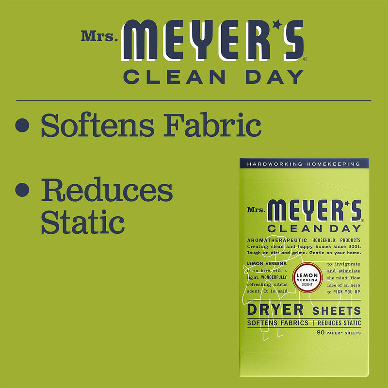 [Australia] - Mrs. Meyer's Clean Day Dryer Sheets, 80 Count (Lemon Verbena, Pack - 1) Lemon Verbena 