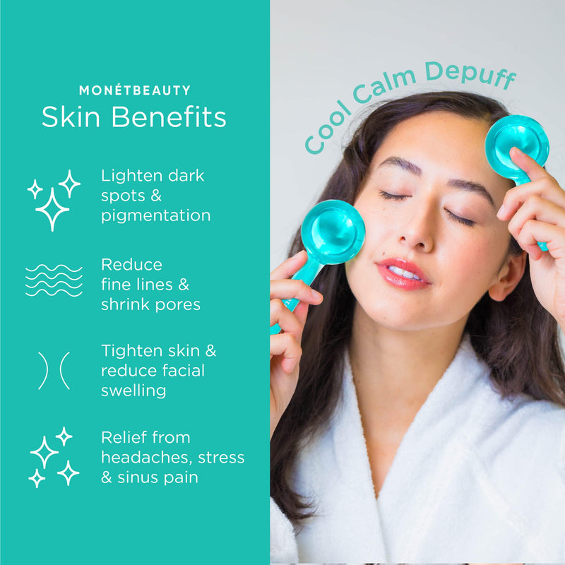 Ice Globes for Face, Freezer Safe and Highly Effective Facial Globes for Daily Beauty Routines, Face Roller to Reduce Puffiness, Enhance Circulation and Complexion (Blue, No Glitter) Glass - Blue (No Glitter)