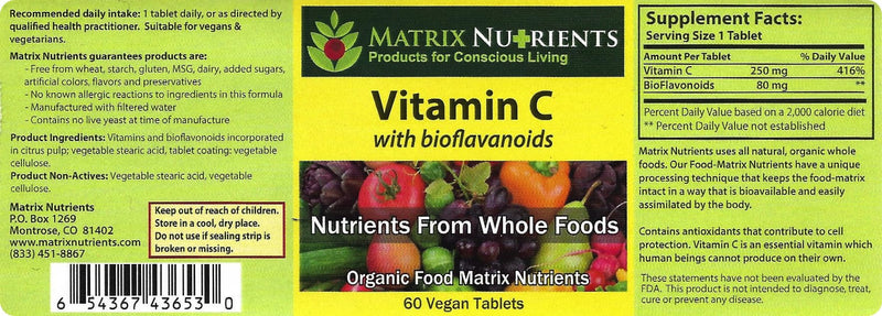 Vitamin C - Premium Quality with BIOFLAVANOIDS! - Highest Absorption Rate, 100% Organic Natural Ingredients - Immune Boosting, Energy Lifting!- Vegan Tablets (60ct)