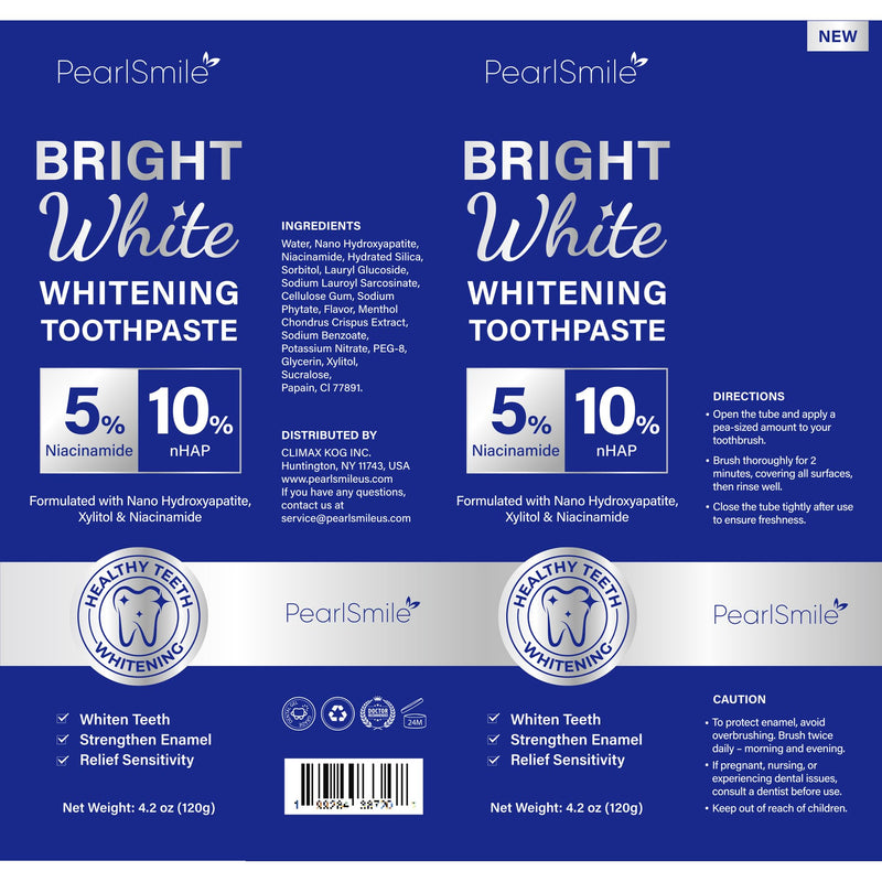 [Australia] - PearlSmile Whitening Toothpaste – 10% Nano Hydroxyapatite Toothpaste + 5% Niacinamide – Gently Whitens, Strengthens Enamel & Supports Sensitive Teeth – Fluoride-Free, Travel Size 4.2oz (120g) Natural Peppermint 4.2 Ounce (Pack of 1) 