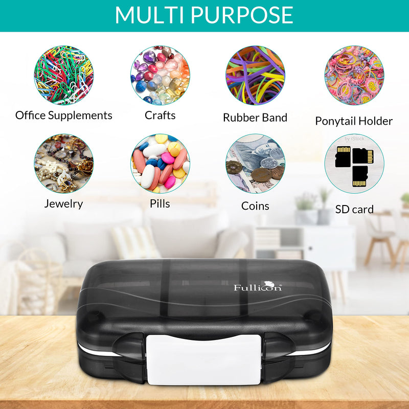 Fullicon Portable Pill Organizer Weekly, Small Travel Pill Case with 7 Compartment, Moistureproof and Airtight Pill Box, Travel Pill Holder for Vitamins/Fish Oils/Supplements | Each Compartment Holds 12-14 Vitamins or 5-7 Fish Oils, Double Lock Stays S...