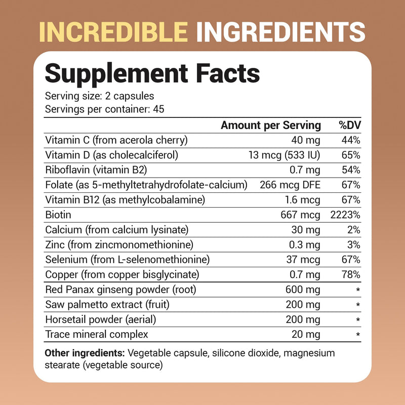 Dr. Berg All-in-One Vitamins for Hair, Skin, & Nails - Advanced Formula with Biotin, Saw Palmetto, DHT Blocker, & Trace Minerals - 90 Veg Capsules 90 Count (Pack of 1)