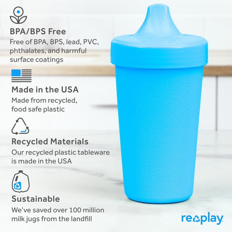 [Australia] - Re-Play Made in USA 10 Oz. Sippy Cups for Toddlers, Set of 3 - Reusable Spill Proof Cups for Kids, Dishwasher/Microwave Safe - Hard Spout Sippy Cups for Toddlers 3.13" x 6.25", Preschool 