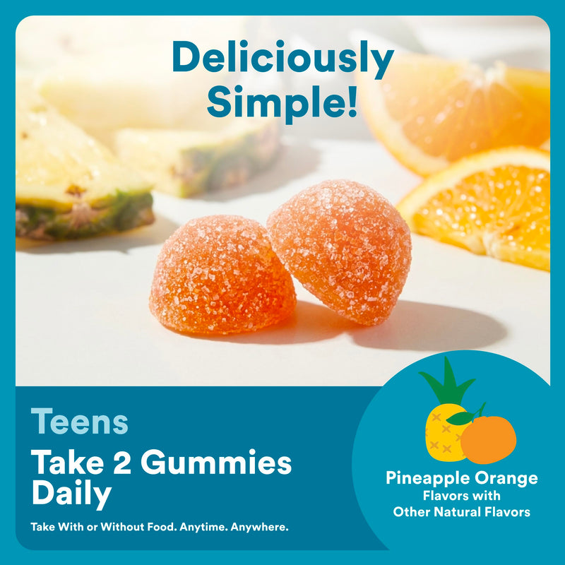 SmartyPants Teen Guy Plus Multi & Omegas Multivitamin Gummies with Omega 3 DHA/EPA, Vitamins D3, C, B12, B6, A, K, Zinc, Folate, Gluten Free, Clean Label, Pineapple Orange, 60 Gummies (30 Day Supply) 1 Count (Pack of 1) Multi + Omega