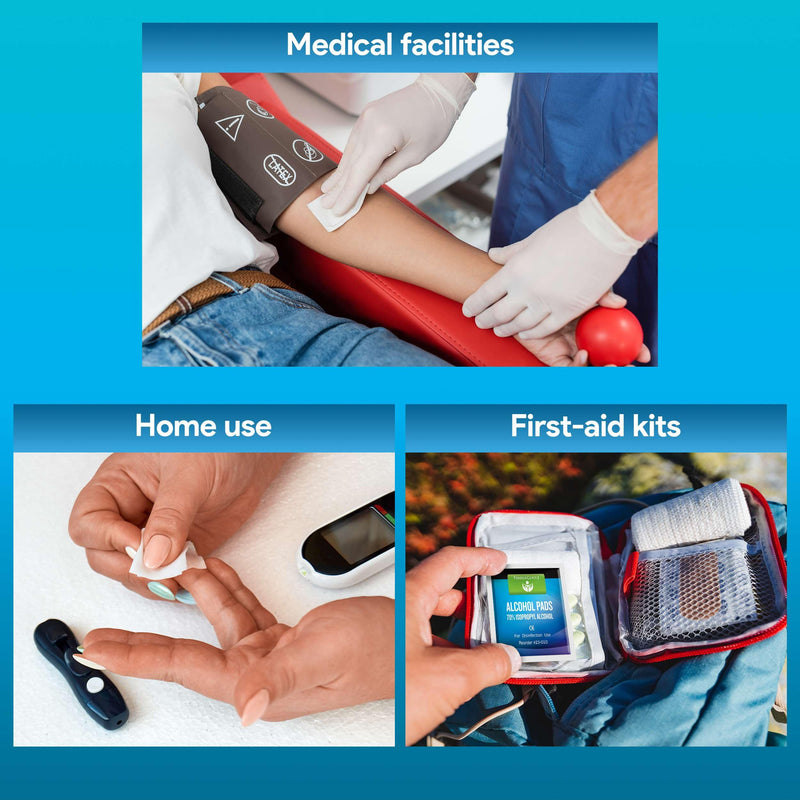 [Australia] - Alcohol Wipes Individually Wrapped - 100 Sterile Alcohol Prep Pads Saturated with 70% Isopropyl - Skin Prep Swabs for First Aid, Injections, Nails, and Medical Use - Large 1 Count (Pack of 100) 