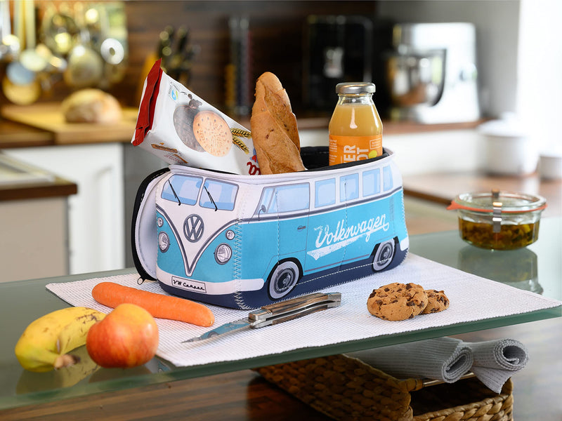 BRISA VW Collection - T1 Bus Camper Toiletry Bag Cosmetic Case | Volkswagen Toiletry Bag Cosmetic Case, Water-Repellent, Hanging Hook, 4 Mesh Pockets for Travel, Neoprene, Turquoise Large Large (11.8 X 5.5 X 4.7 Inches)