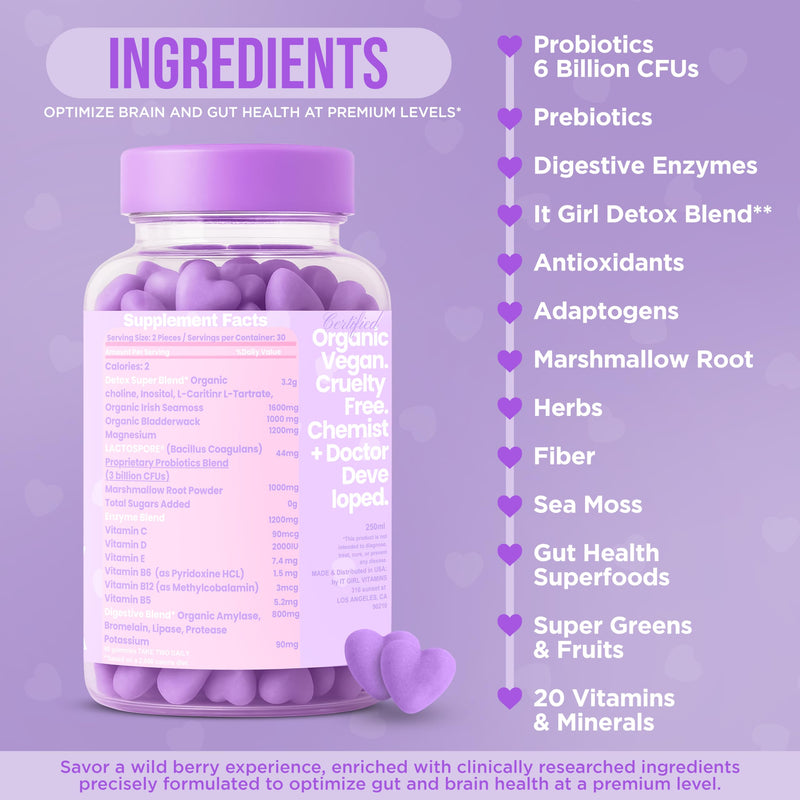 Organic Gut Health Gummies for Women & Teens – Pre + Probiotics & Digestive Enzymes – Superfoods Greens – Vegan Daily Digestive Supplement – All-in-One Organic Greens & Multi-Probiotic Daily Essential
