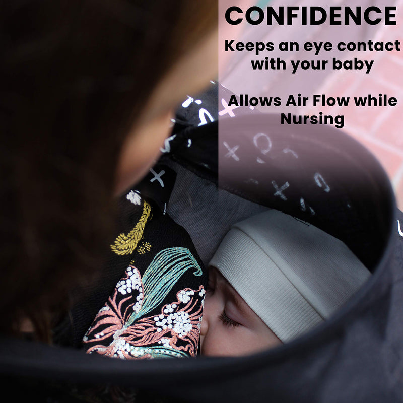 [Australia] - Milky Chic Nursing and Breastfeeding Poncho - Patent Pending 360 Full Coverage Wired Nursing Cover and Apron - Breathable, Soft Cotton - Carseat, Stroller Canopy - Multifunctional Baby Shower Gifts Blackandwhite 