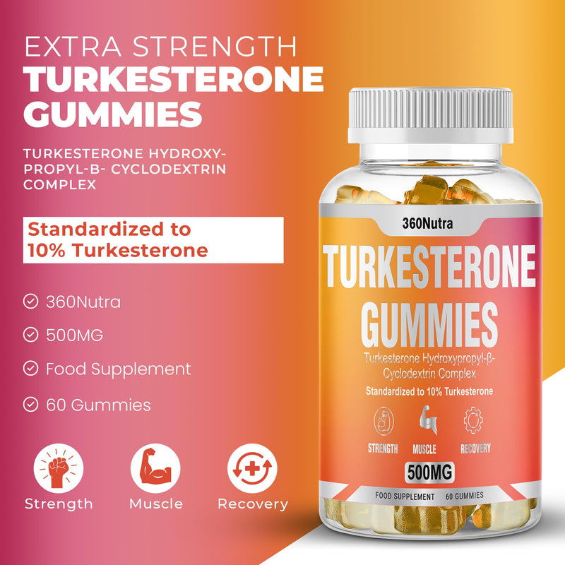 Turkesterone Supplement| Ajuga Turkestanica Extract High Strength Muscle Support Gummies| Muscle Recovery and Muscle Growth Supplements| Vegan High Strength Gummies, Free from Soy, Additives