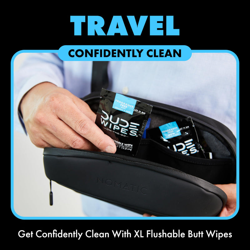 [Australia] - DUDE Wipes - On-The-Go Flushable Wipes - 1 Pack, 30 Wipes - Unscented Extra-Large Individually Wrapped Adult Wet Wipes - Vitamin E & Aloe - Septic and Sewer Safe Fragrance Free 30 Count (Pack of 1) 