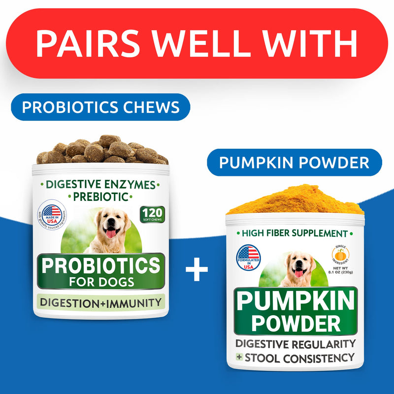 Pumpkin for Dogs - Powdered Fiber Supplement and Stool Softener - Treat Diarrhea, Constipation, Upset Stomach, Food Sensitivity - Improve Digestion - Made in USA - 8oz Pumpkin Fruit and Seed - PawsPlanet Australia
