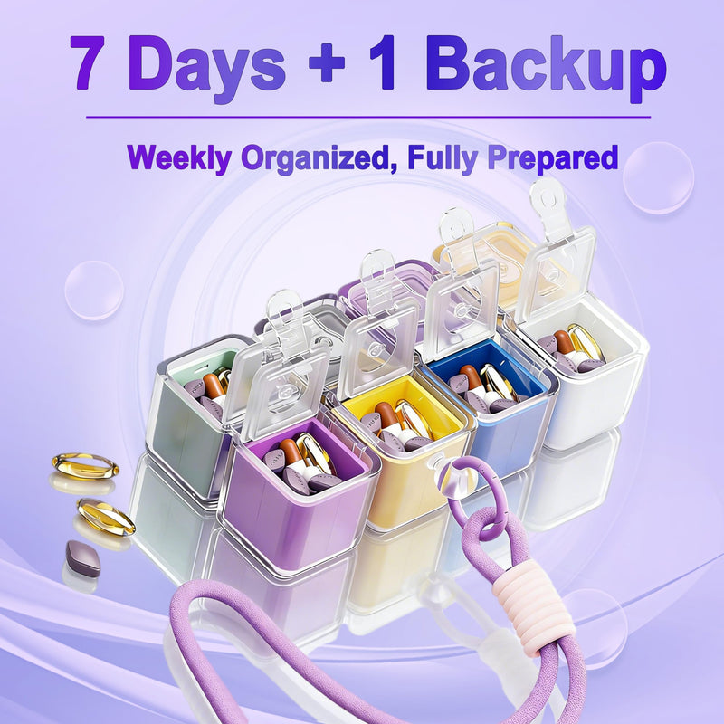 Weekly Pill Organizer - Foldable Travel Pill Organizer Magic Cube - Large Daily Pill Case for Fish Oil, Medicine, Vitamins, Supplements, Sugar