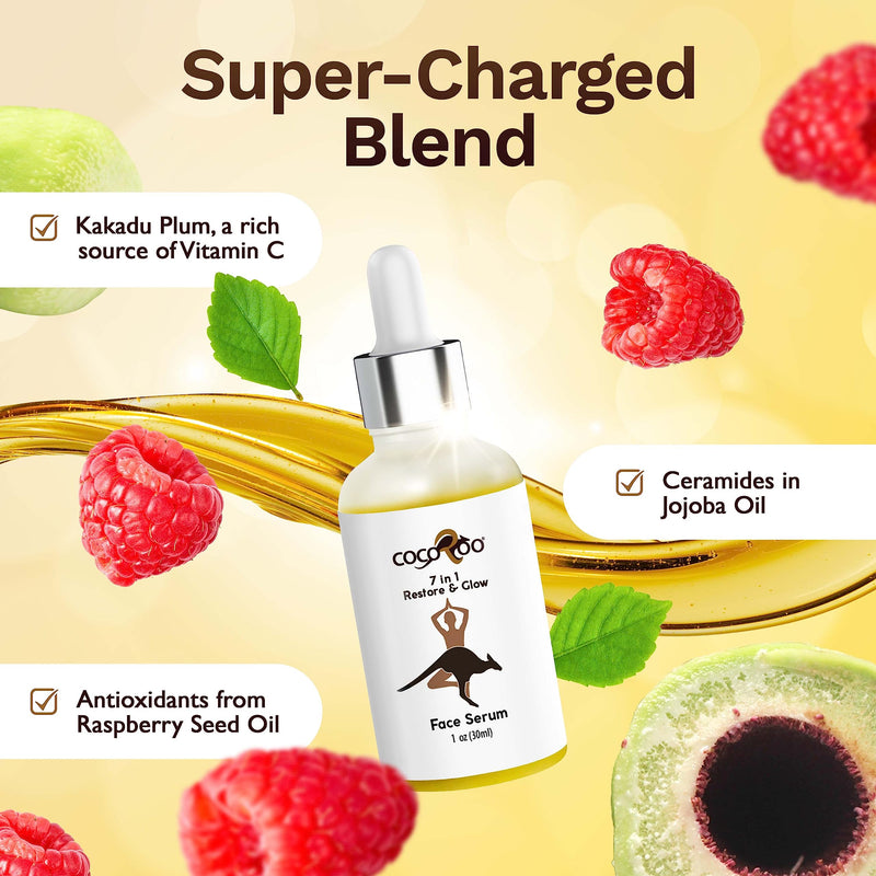 7in1 Anti-Aging Face Serum, Plant-Based with Vitamin C, Ceramide & Jojoba Oil, 100% Pure, Natural & Vegan