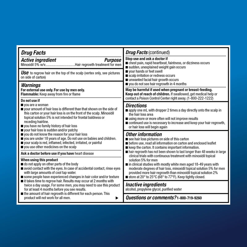 Amazon Basic Care Minoxidil Topical Solution USP, 5 Percent, Hair Regrowth Treatment for Men, Extra Strength, 12 Fluid Ounces