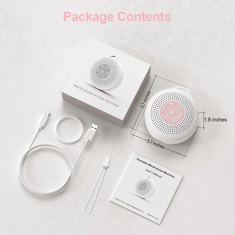 [Australia] - White Noise Machine Baby, sleep aid for babies with 2000 mAh battery, portable sound machine for adults, 21 soothing sounds, white noise sound machine with child safety lock for stroller swings (pink). 