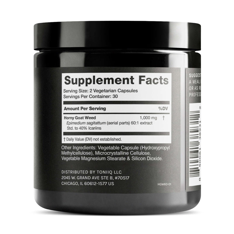 [Australia] - Super Strength Horny Goat Weed for Men & Women 60,000mg - Epimedium sagittatum - 40% Icariins - 60: 1 Concentrated Extract from 1000mg Formula - 3P Tested - Premium hornygoatweed for Men - 60 Caps 60 Count (Pack of 1) 