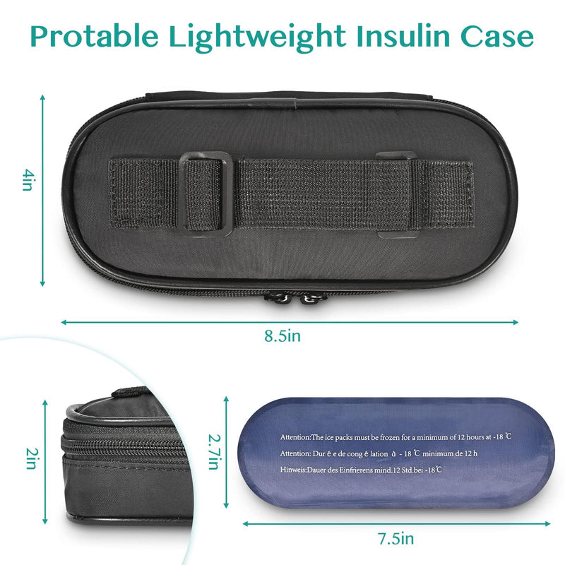 [Australia] - Insulin Cooler Travel Case, Diabetic Travel Bag for Insulin Pens, Small Insulated Medicine Carrying Case with 2 TSA Approved Ice Packs Classic 