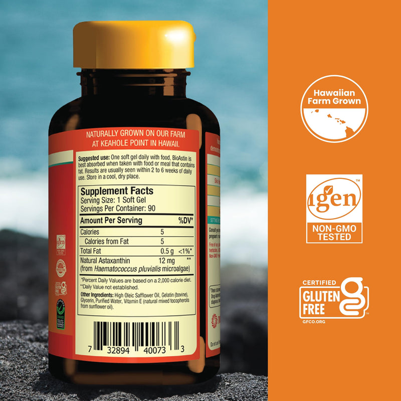 [Australia] - NUTREX HAWAII BioAstin Hawaiian Astaxanthin - 12mg, 90 Softgels - Farm-Direct Premium Antioxidant Supplement to Support Eye, Skin, Joint & Immune System Health - Non-GMO & Gluten-Free 12mg Original 90 Count (Pack of 1) 
