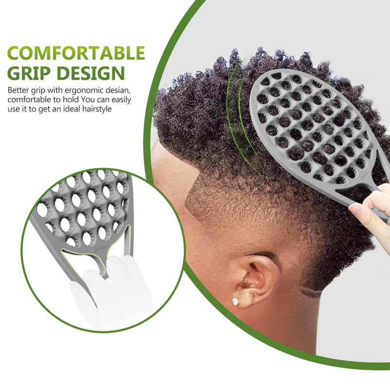 KOUPA Magic Silicone Curly Hair Brush, One Piece Twist Curl Comb for Afro Curls, Washable Hair Tool for Men Women, Grey, 2 Pieces 2 Piece