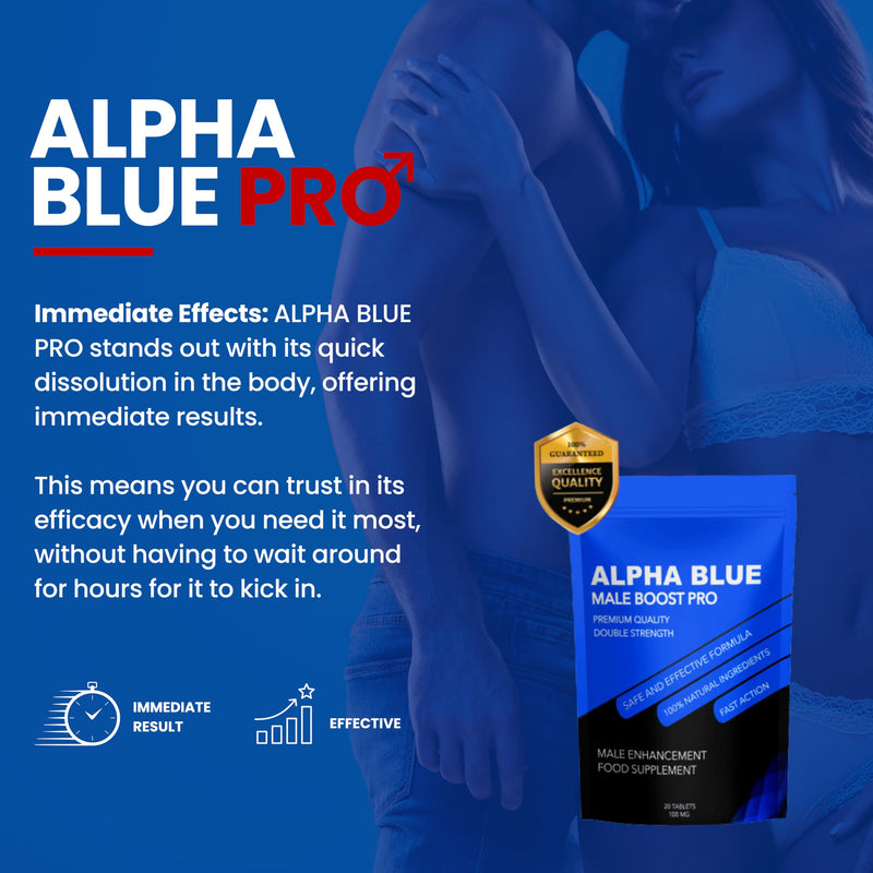 ALPHA BLUE PRO 40 Tablets 100 mg | Fast Effect Natural Herbal Male Supplement for Stronger | Energy & Stamina Support | Boost Performance & Vitality | Fast Acting Blue Pills for Men | Made in UK 1 Count (Pack of 40)