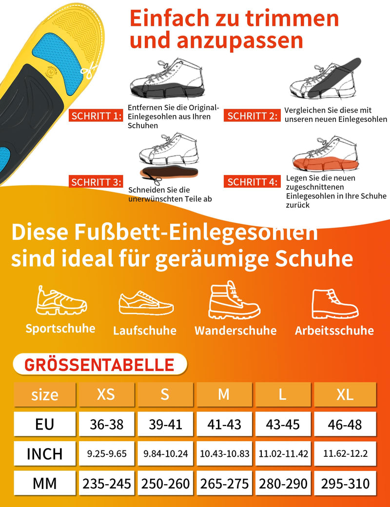 [Australia] - Trustfeet Orthopedic Insoles All-Day Comfort at Work, High Arch Support Insoles for Plantar Fasciitis, Heel Spurs, Flat Feet, Foot Pain, Distributes Foot Pressure-XS 