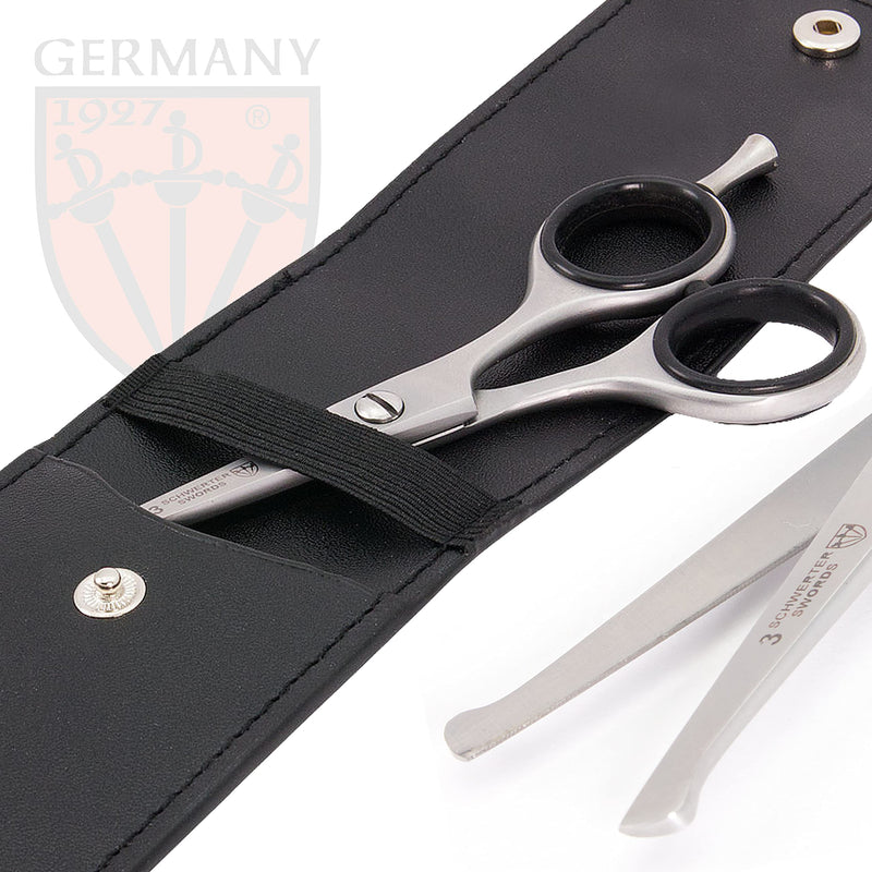 3 Swords Germany – professional NOSTRIL NOSE and EAR HAIR SCISSORS trimmer, stainless steel, straight blade rounded tip with black case for men and women Nose / Ear Scissors