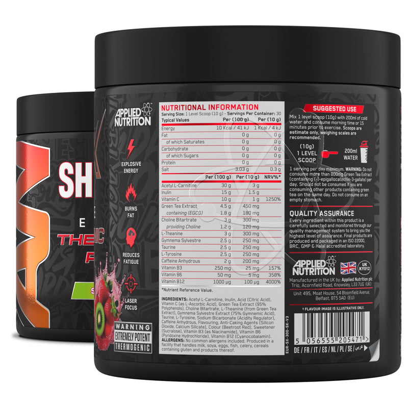 Applied Nutrition Shred X Fat Burner - ABE All Black Everything Fat Burner, Thermo Weight Management (300g - 30 Servings) (Sour Gummy Bear) Sour Gummy Bear 30 Servings (New Pack of 1)