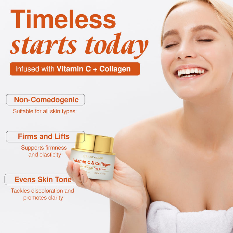 Vitamin C & Collagen Face Moisturizer –Dermatologist Tested, Anti Aging Day Cream, Korean Skin Care – Hydrating, Firming & Plumping – Vegan, Clean Beauty, Cruelty-Free – 1.69 Fl Oz Vitamin C & Collagen