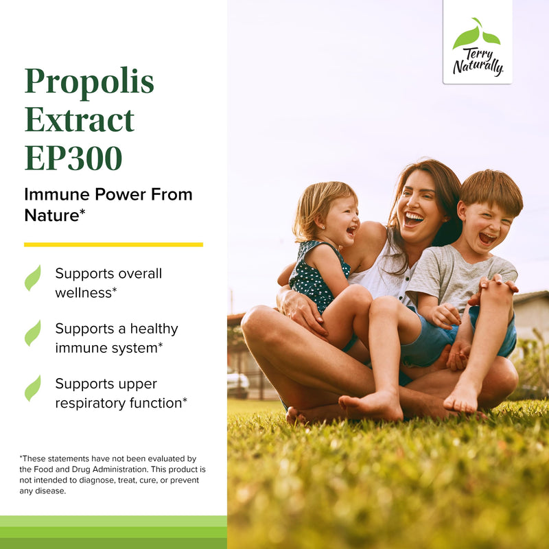 Terry Naturally Propolis Extract EP300 - Throat & Health Support - 60 Count | Health Support. 60 capsules.