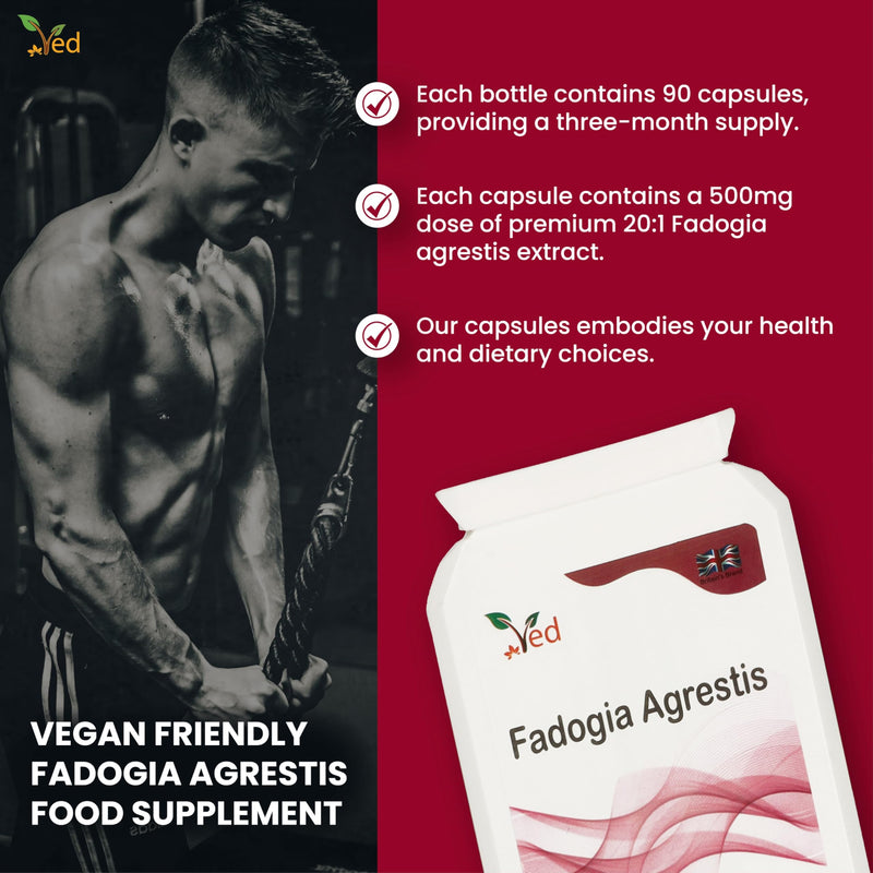 [Australia] - Ved Fadogia Agrestis, 20:1 stem extract, muscle growth - muscle regeneration - sports performance, 90 capsules (supply for 3 months) 