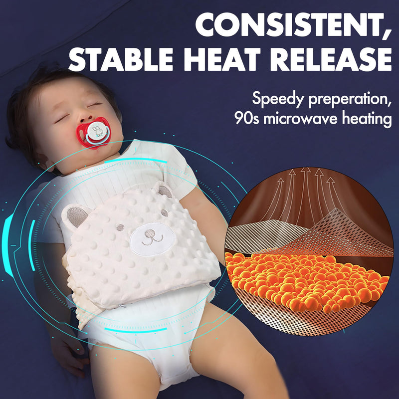 [Australia] - Baby Colic Relief Gripe Belt Seed Heating Pad with Gentle Warmth Tummy Wrap for Soothing Gas and Upset Stomach (Beige, 0m+) Beige(1 Pack Seed) 