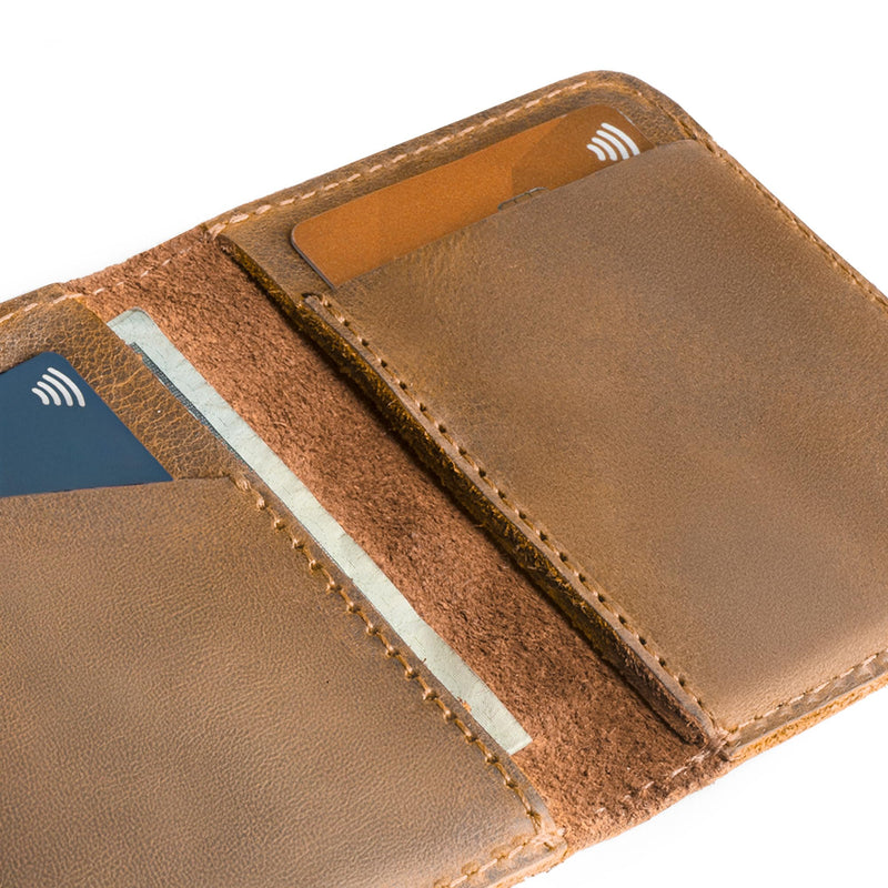 Hide & Drink, Bifold Wallet, Slim Card Holder, Minimalist Traveler Wallet, Vintage Front Pocket Wallet, Full Grain Leather, Handmade (Single Malt Mahogany) Single Malt Mahogany