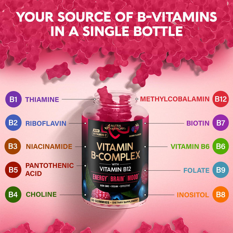 NUTRAHARMONY Biotin, Collagen, Keratin Capsules & Vitamin B-Complex Gummies