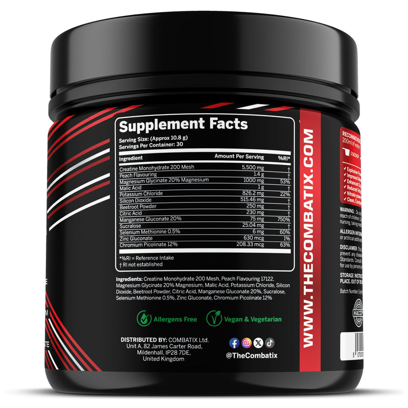 Premium Creatine Monohydrate + Electrolytes Powder 324g – Supplement for Performance Athletes – Hydration, Recovery & Endurance Support - Pre & Intra Workout (30 Servings, Peach) Fresh Peach 30 Servings