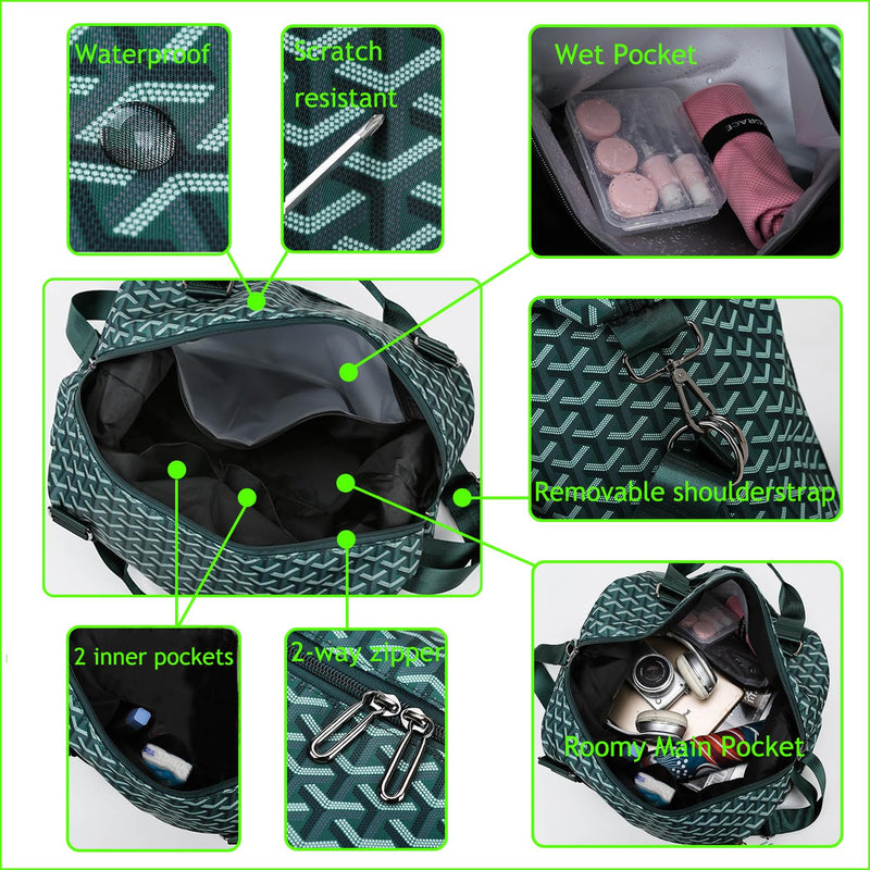 Sports Duffel Bag Travel Bag Weekender Bag Overnight Duffel Bag Gym Bag With Wet Pocket Green A01Green