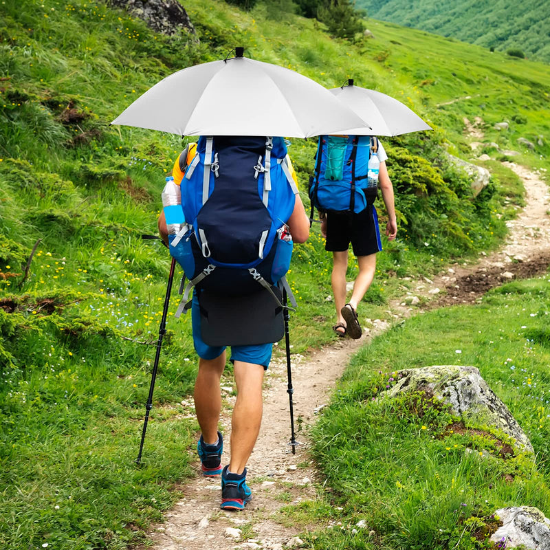 G4Free 46 Inch Large Hiking Umbrella Ultralight UV Silver Reflective Full-size Trekking Backpacking Umbrella Silver/Deep Blue
