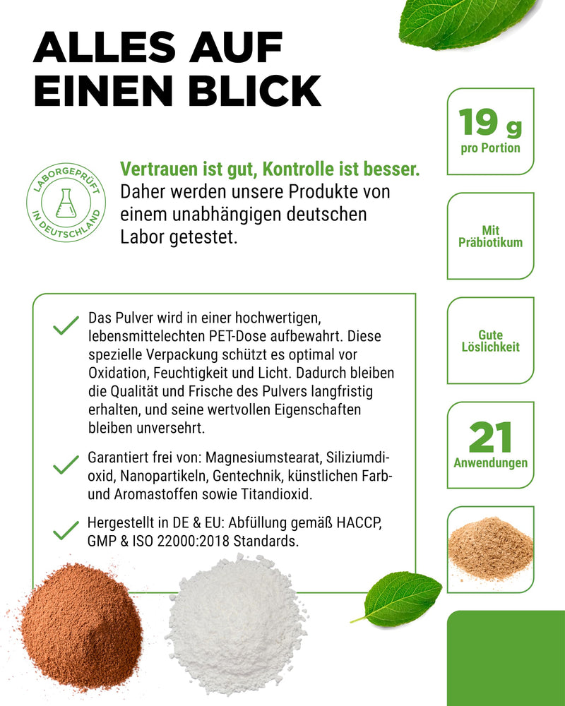 [Australia] - Combination of fiber - 400 g powder with psyllium husk, inulin (prebiotic), apple fiber, linseed - high in fiber - vegan - with natural pineapple flavor - premium quality 