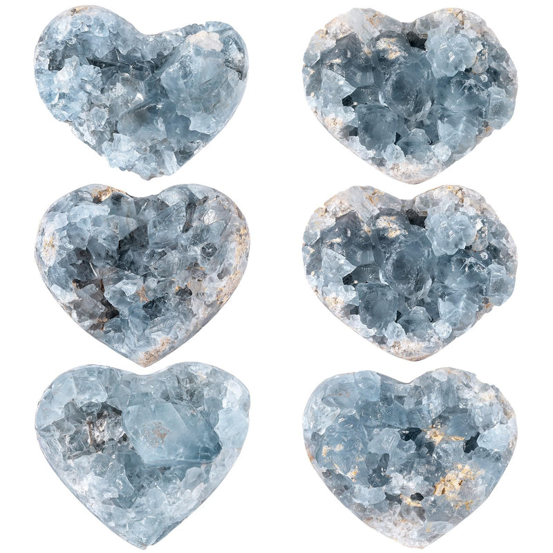 SUNYIK 320-450g Natural Heart Shaperd Raw Celestite Crystal Geode Cluster | Irreguar Blue Calcite Crystal, Rough Geode Quartz Mineral Specimen, for Reiki Healing Meditation Balancing, Home Decor 2.3x2.5x1.5"(320-450g)