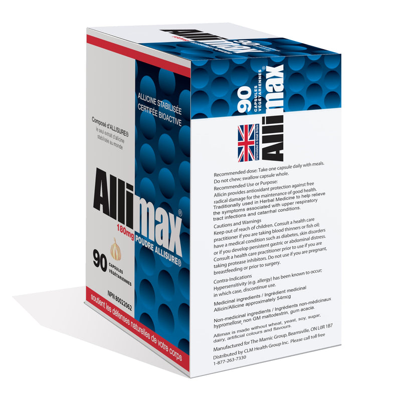 [Australia] - ALLIMAX 180mg 90 Capsules. Allicin Garlic Supplement to Support Your Body’s Immune Function. Contains Stabilized and Potent Bioactive Allicin, Extracted from Clean & Sustainable Spanish Grown Garlic. 