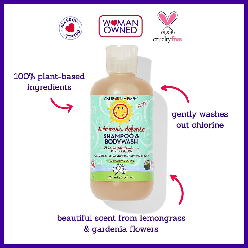 [Australia] - California Baby Swimmer's Defense | Moisturizing After Swim Shampoo For Kids | 100% Plant-Based | Allergy Friendly | 251 mL / 8.5 fl. oz. 