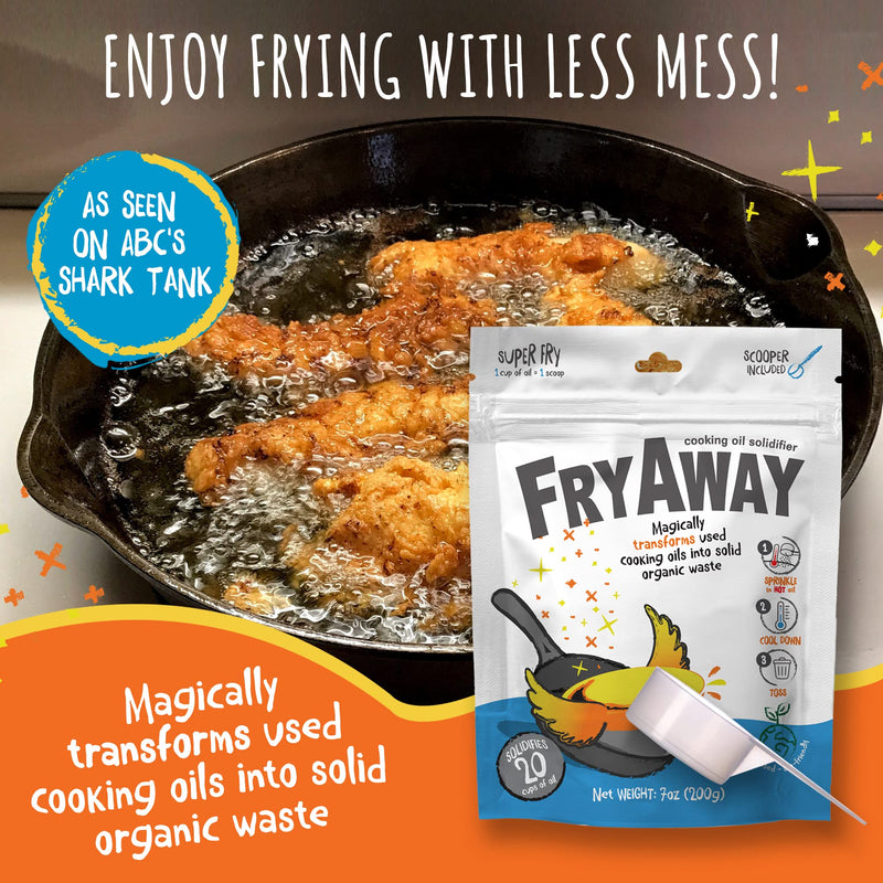 [Australia] - FryAway Super Fry Cooking Oil Solidifier, As Seen on Shark Tank, Solidifies up to 20 Cups - Plant-Based Cooking Oil Solidifier Powder that Turns Used Oil to Hard Oil for Easy Cleanup and Disposal - Easy to Use, Made in the USA, Kosher 
