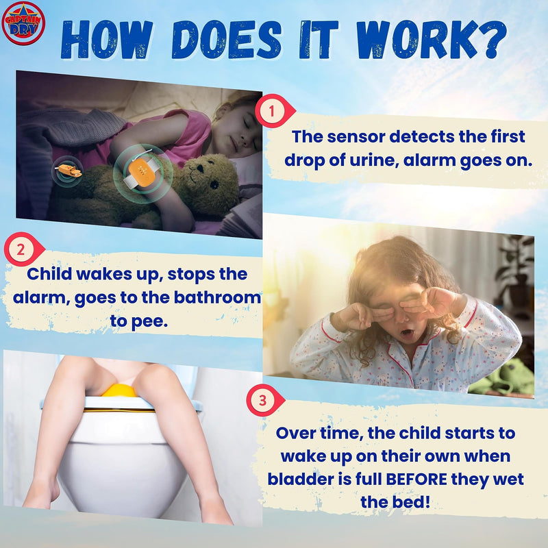 [Australia] - Bedwetting Alarm Rechargable for Boys and Girls Potty Training Older Children Pee Alarm Potty Timer Bedwetting Monitor Sensor Deep Sleepers Turn Move During Sleep Loud Sound Three Modes 