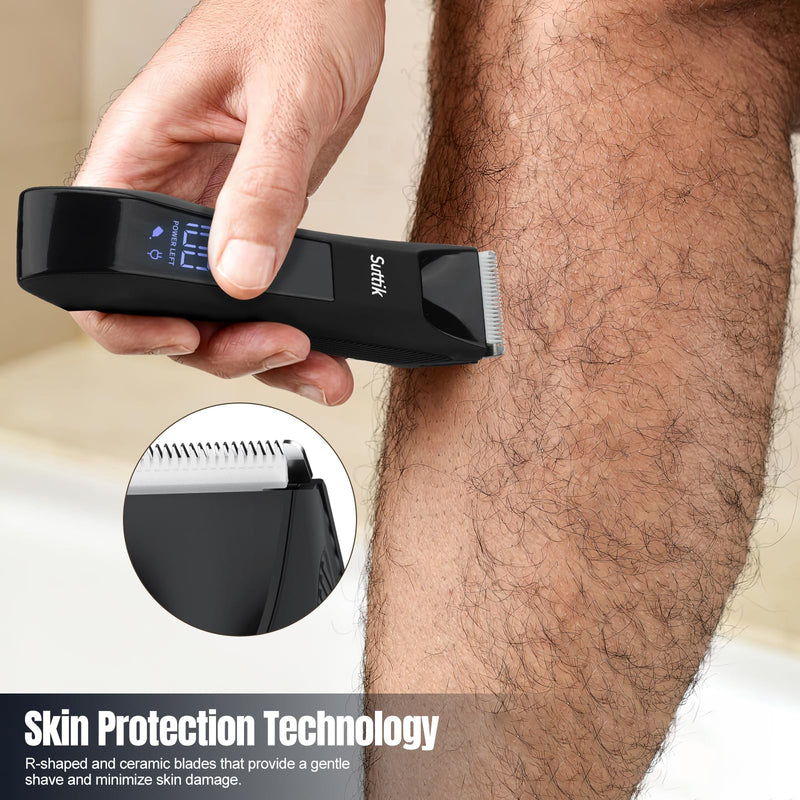 [Australia] - Manscape Body and Ball Trimmer for Men, 3-in-1 Pubic Groin & Nose Hair Trimmer, Ball Shaver & Body Groomer, Wet/Dry Electric Razors for Smooth Shaving, IPX7 Waterproof with Travel Case Black 