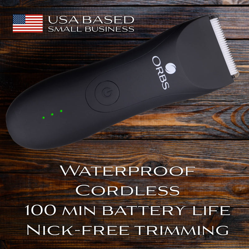 [Australia] - Orbs™ Electric Trimmer for Men, Premium Ball Trimmer/Shaver for Men, Waterproof Groin and Body Shaver Groomer, Replaceable Ceramic Blade Heads,100 Min Battery Life 